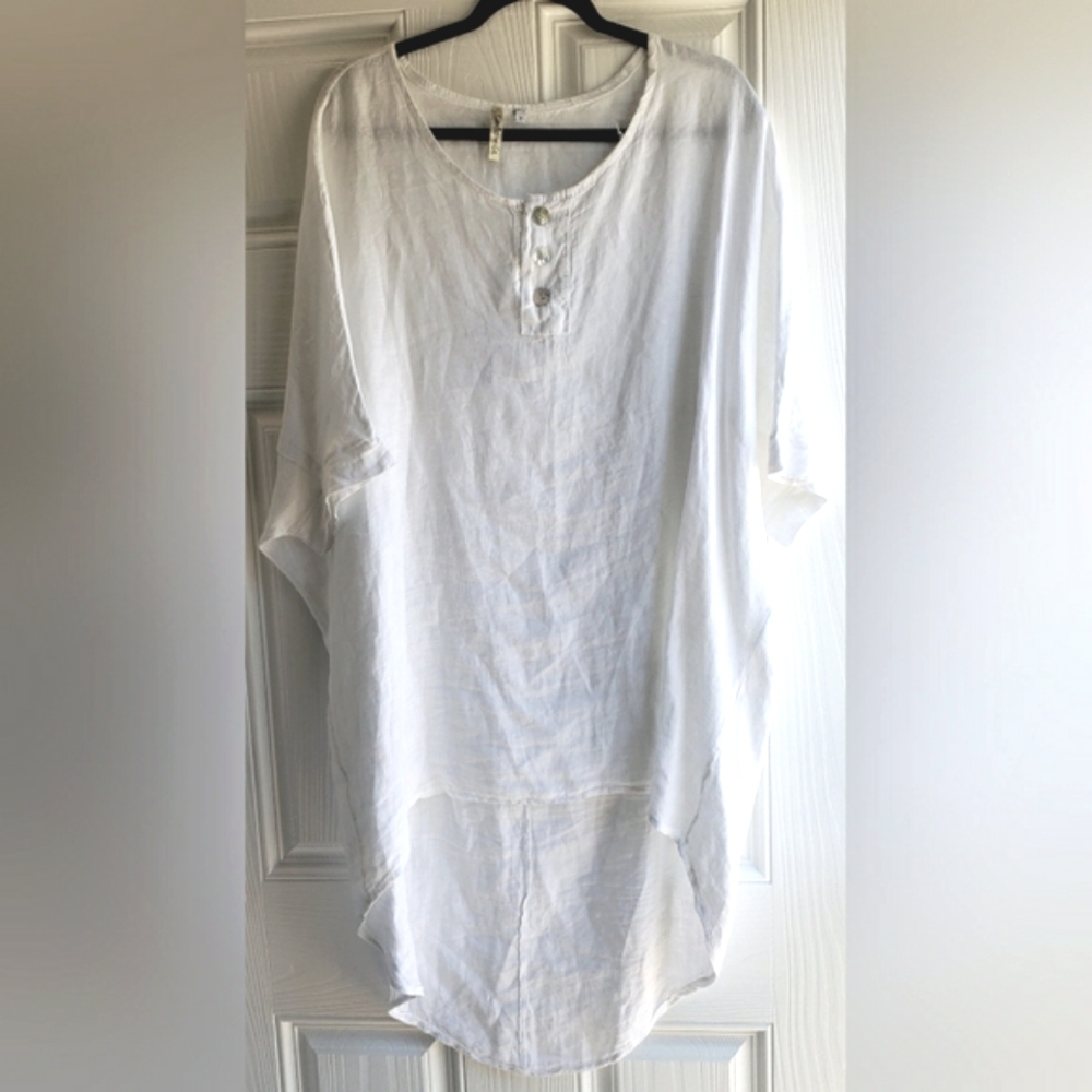 Camille & co. 3‎ Button Linen Tunic Dress Size Small